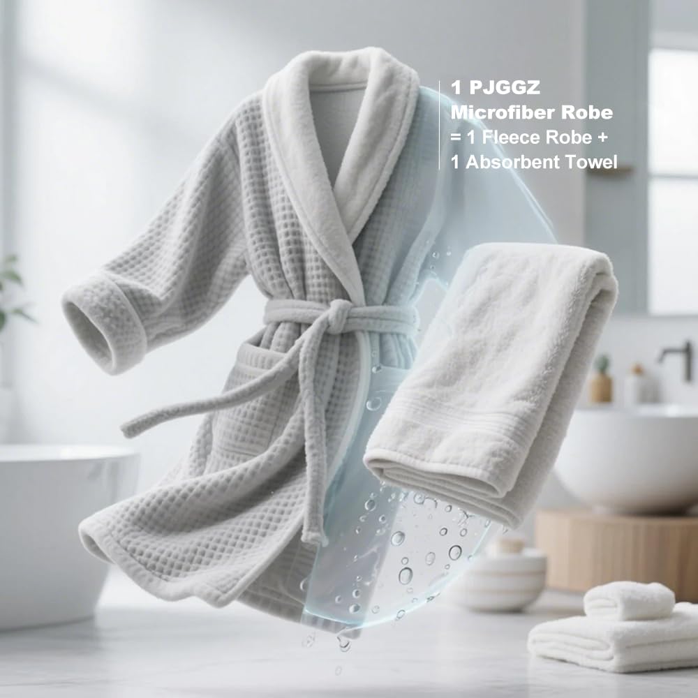 Women's Shawl Collar Bathrobe, Soft Long Towel Robes for Women - Super Absorbent Quick Dry yet Warm