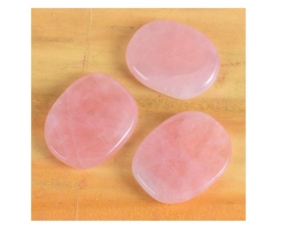 7 Pieces Natural Rose Quartz Massage Stones Set for Professional or Home Spa, Smooth and Natural Massage Stones (Rose Quartz)