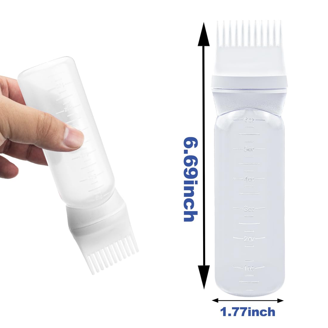 ELANE 4 Pcs Root Comb Applicator Bottle 6oz,Hair Oil Applicator Bottle for Hair,Oil Comb Applicator Hair Bottle Applicator for Hair Dye Shampoos Hair Salons Camping Traveling(White)