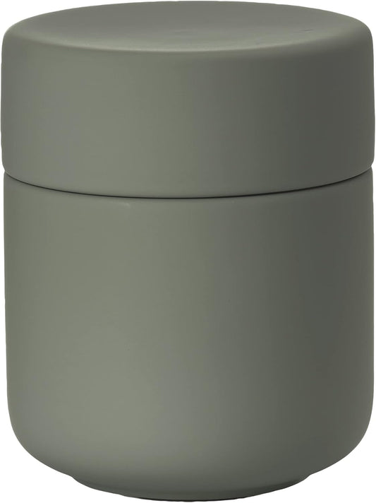 ZONE DENMARK Ume Taupe Cosmetic Jar - Elegant and Functional Storage Solution for Your Beauty Essentials, Infusing Scandinavian Design into Your Vanity Space (Olive Green)