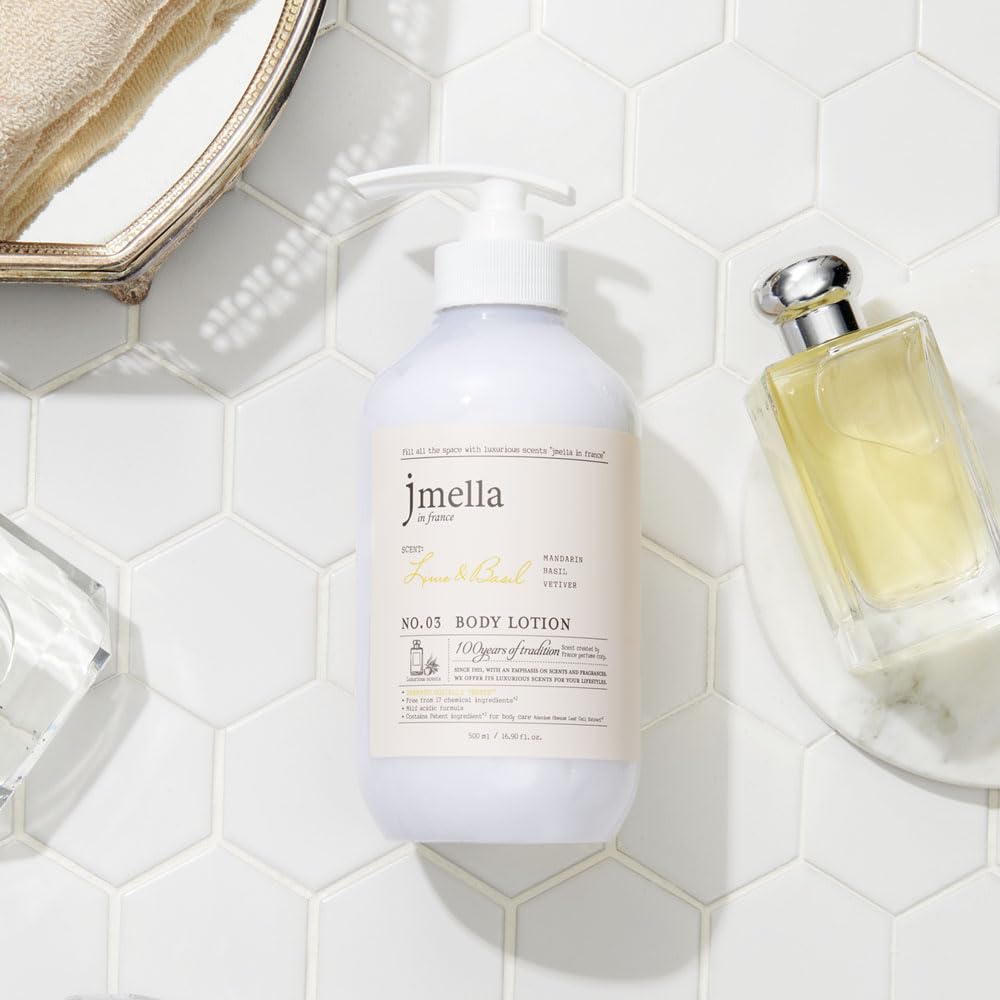 jmella in france Lime and Basil Body Lotion -luxury fragrance Made by French Performer- Chemical free -Free From 7 kinds of Paraben