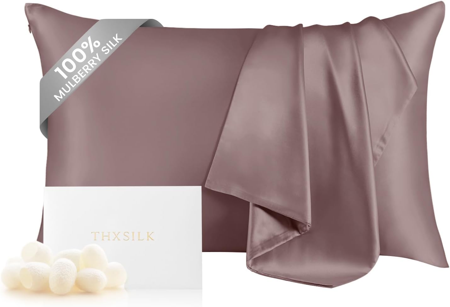 THXSILK Mulberry Silk Pillowcase for Hair and Skin with Hidden Zipper, Both Side 19 Momme Silk, Hypoallergenic Pillowcase Pillow Cover(20inch x 36inch, King Size, Purple, 1pc)