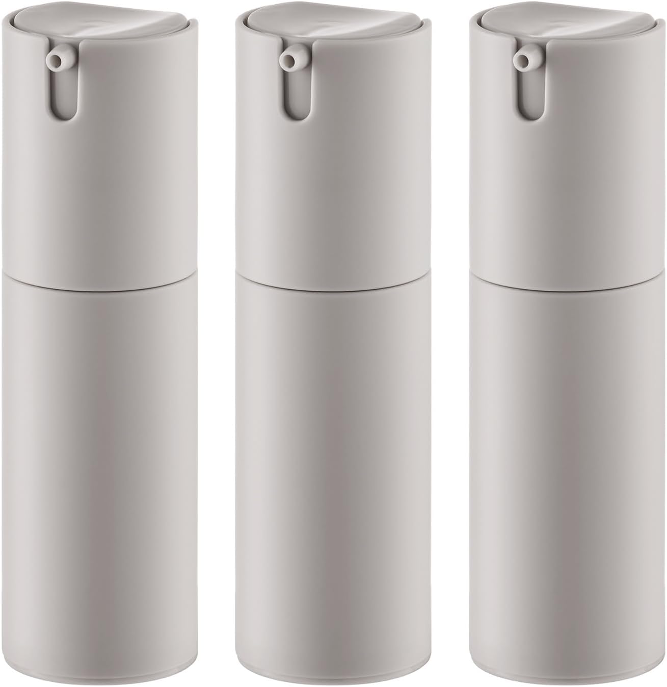 Airless Pump Bottles Travel: Lotion Dispenser for Small Size - Empty Shampoo Containers - Mini Vacuum Jar for Cream - 1 oz Plastic Gray