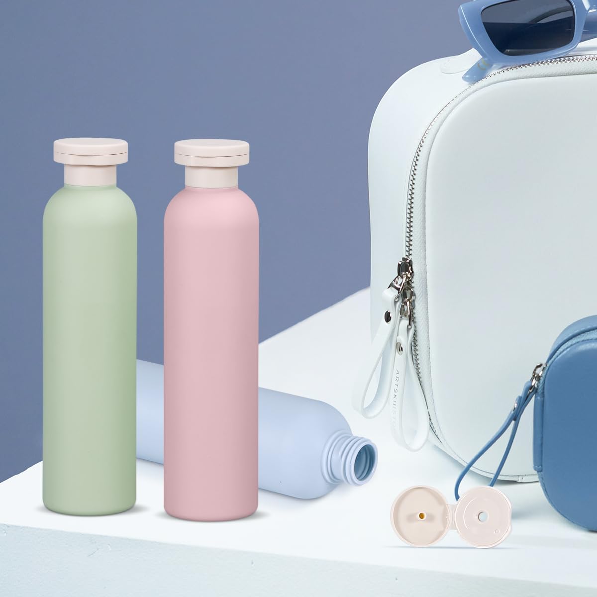 Travel Shampoo Bottle, Empty Plastic Squeeze Bottles 8.8oz with Flip Cap, Lotion Container for Toiletries Travel Size Shampoo and Conditioner