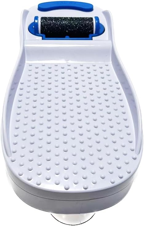 Pedi Polisher – Hands-Free Foot Exfoliator for Shower or Dry Use, Waterproof Smoother with 360 Spinning Buffer, Suction Base for Stability, at-Home Pedicure Tool