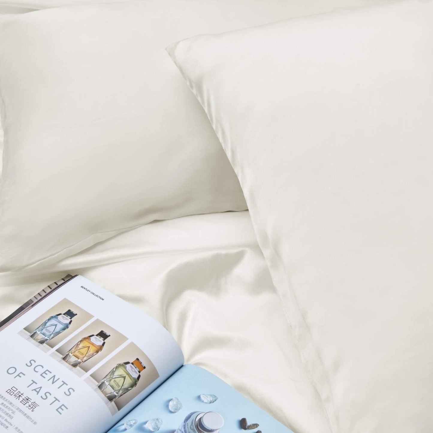 INSSL Silk Pillowcase for Women, Mulberry Silk Pillowcase for Hair and Skin and Stay Comfortable and Breathable During Sleep. (Ivory, 20"×36" King)