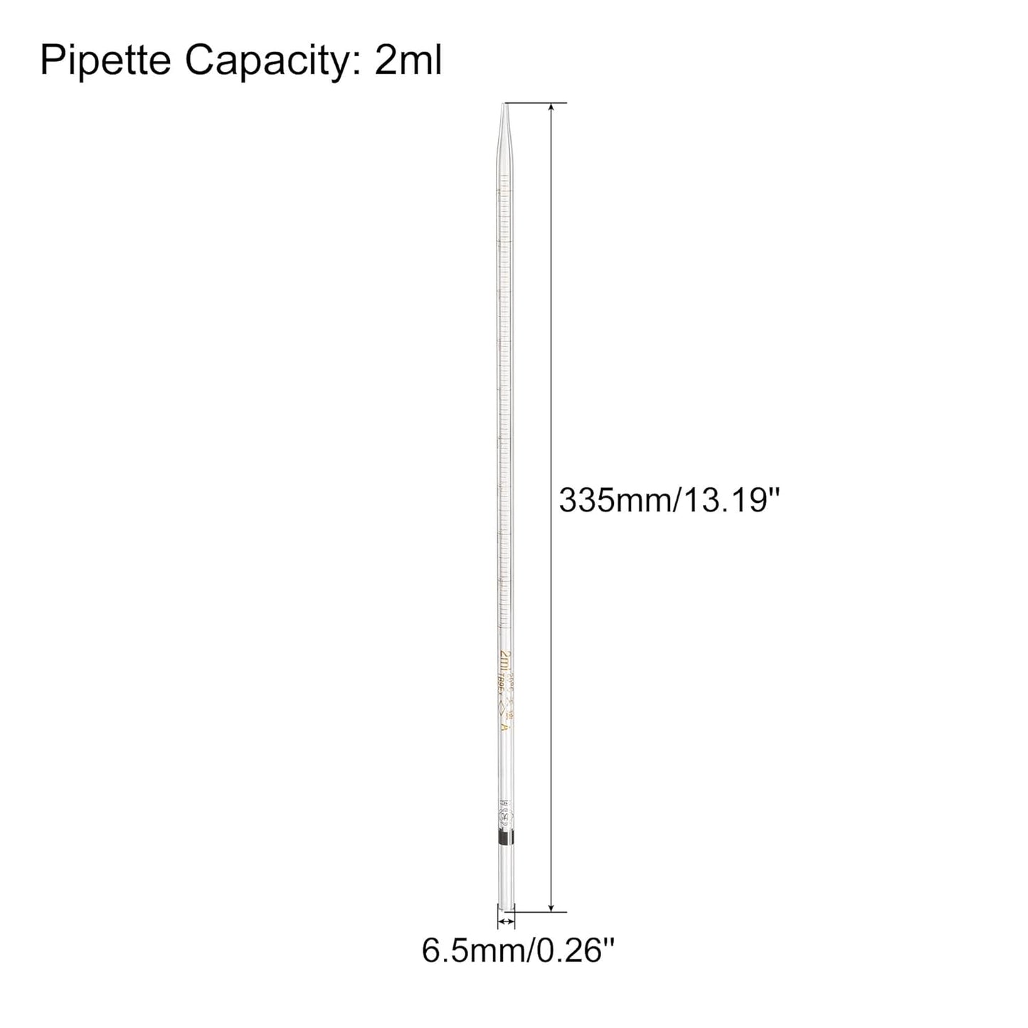 PATIKIL Graduated Dropper Pipettes, 1 Pcs 2ml Reusable Borosilicate Glass Pipette for Transfer Liquid for Laboratory, Chemistry, Clear