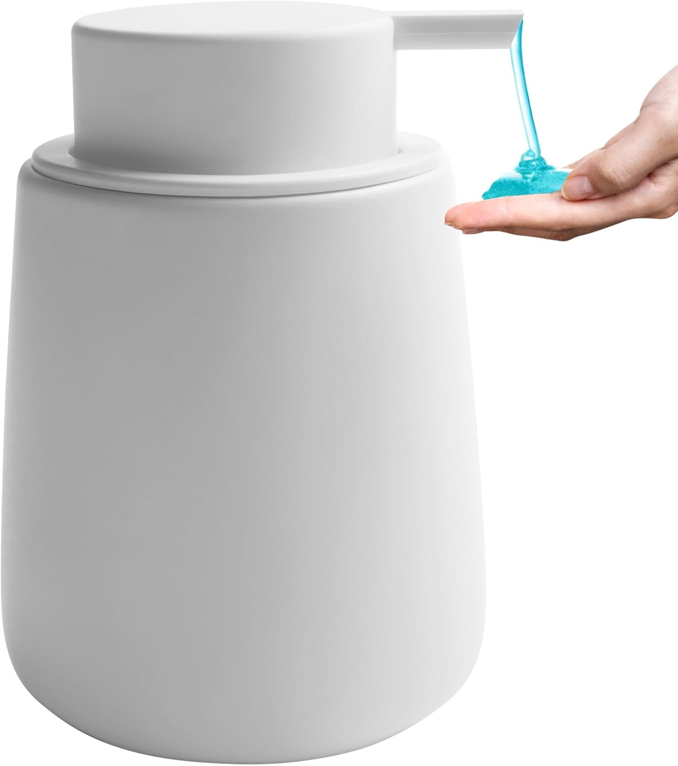 Soap Dispenser Ceramic with Easy-to-Press Pump Hand Lotion Liquid Dispenser for Shampoo Bathroom Kitchen 12 oz White