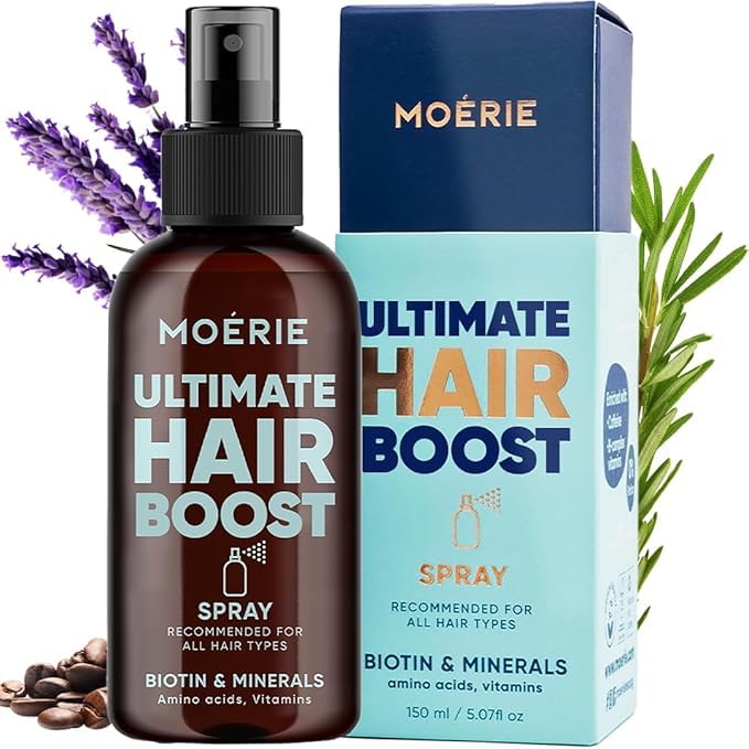 Moerie Ultimate Hair Boost Spray Designed to Strengthen Hair & Restore Scalp Health - 100% Natural Hair Serum for Hair Boost with over 100 Minerals, Vitamins & Amino acids - Fresh Scent - 5.07 Fl. Oz