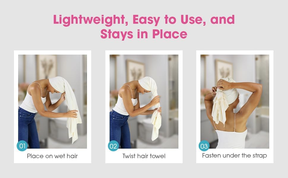 Hair RePear Anti Frizz Premium Cotton Hair Towel Wrap, Wet Hair Towel Wrap for Women, Plop Scrunch Curly, Wavy, Straight Hair, Not Processed, Dyed, or Bleached (Greige, Off White, 21” x 44”)