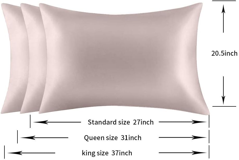 100% Mulberry Silk Pillowcases Set of 2 for Hair and Skin and Super Soft and Breathable King Size Nature Silk Pillowcases (King, Apricot Gray)