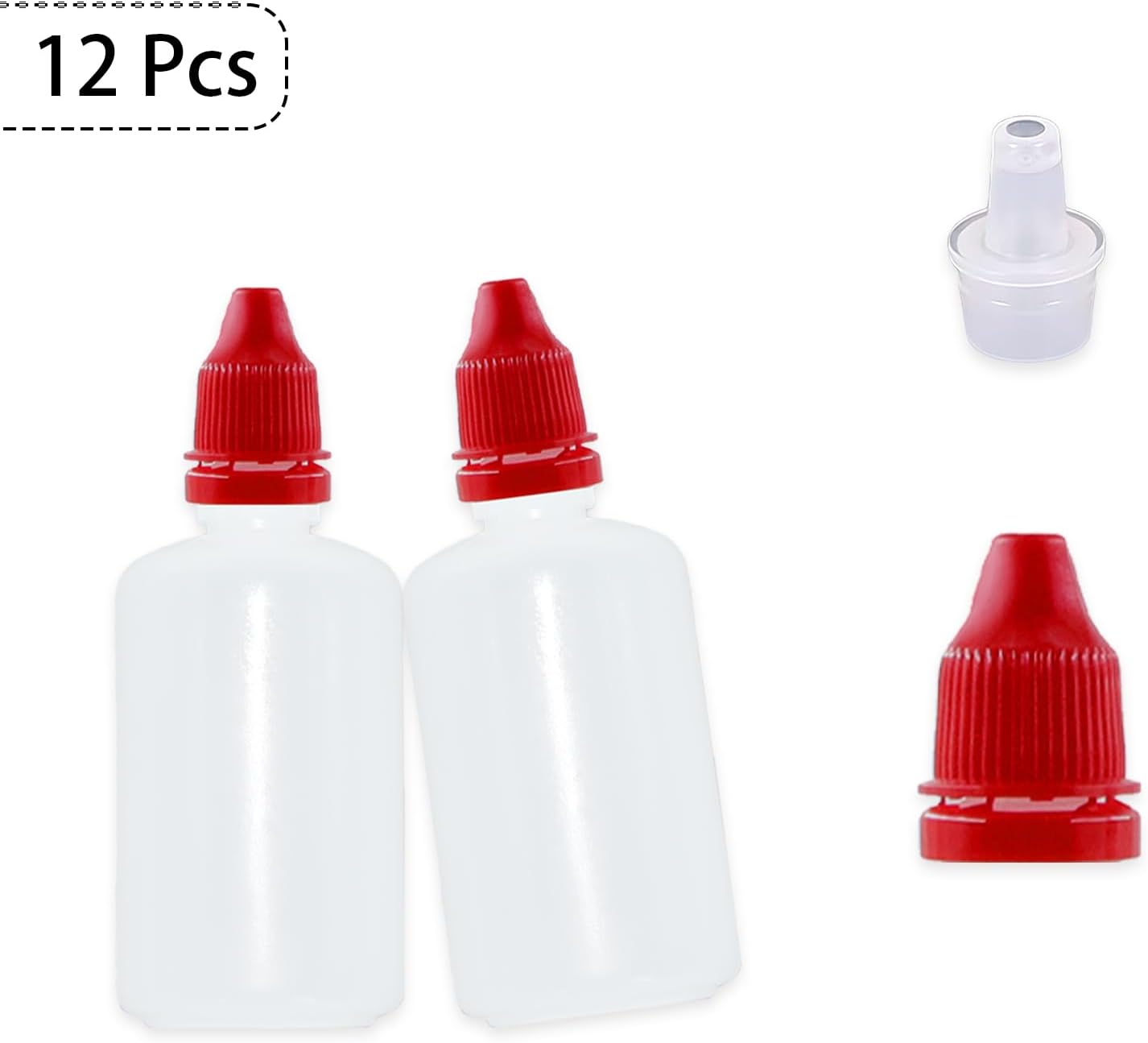 12 Pcs Dropper Bottles, 50ml/1.7 oz Empty Squeezable Small Mouth Dropper Bottle, Liquid Dropper Bottle with Red Cap