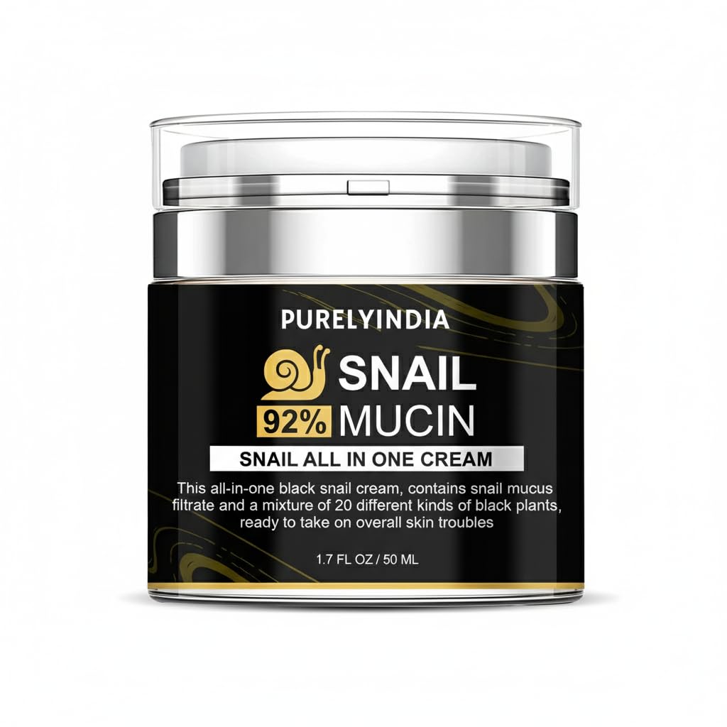 “92% Snail Secretion Filtrate Snail Mucin Cream-Serum Hybrid – Deep Repair & Hydration – Lightweight Snail Mucin Cream / Serum for Sensitive, Dry & Oily Skin – Cruelty-Free, Fragrance-Free – 50 ml”