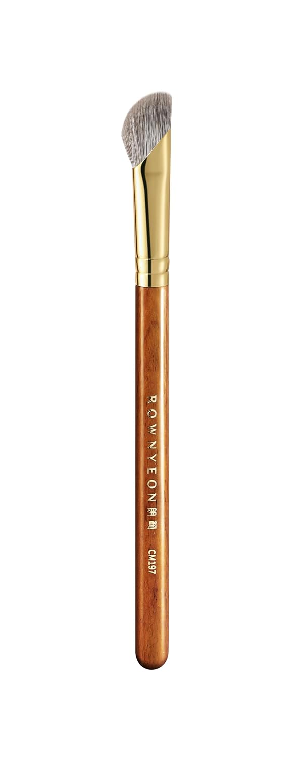 Desert Oak Series Pro Nose Sculptor - Arctic Fluff Hybrid Bristles for Nasal Contouring, Wide Angled Nose Brush, Bubinga Handle (CM 197)