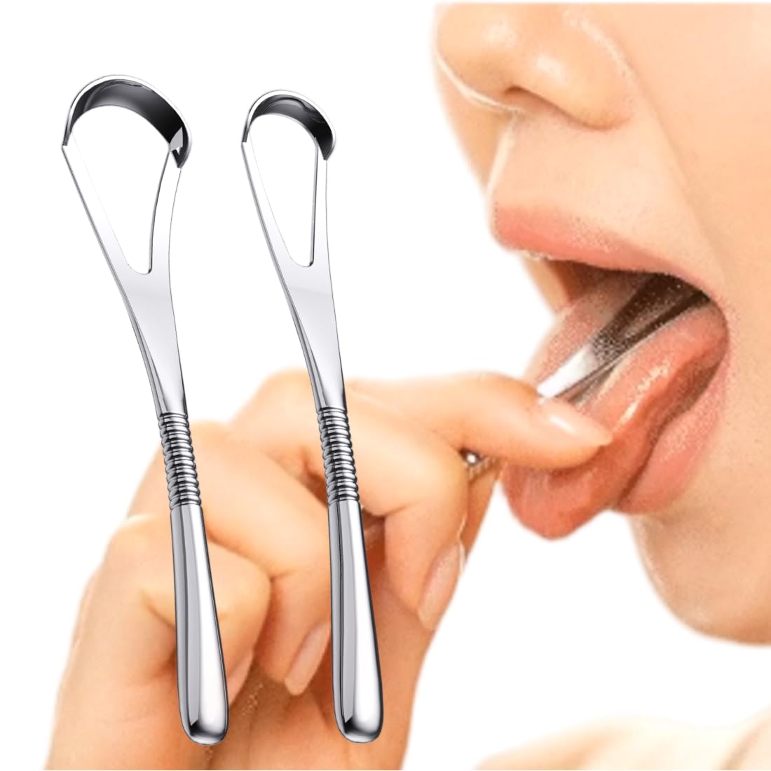 IBANCOOL Tongue Scraper – 316L Stainless Steel Tongue Cleaner with Ergonomic Design to Minimize Gag Reflex, Deep Cleaning Tool, Made in Korea (Wide type for Adults)