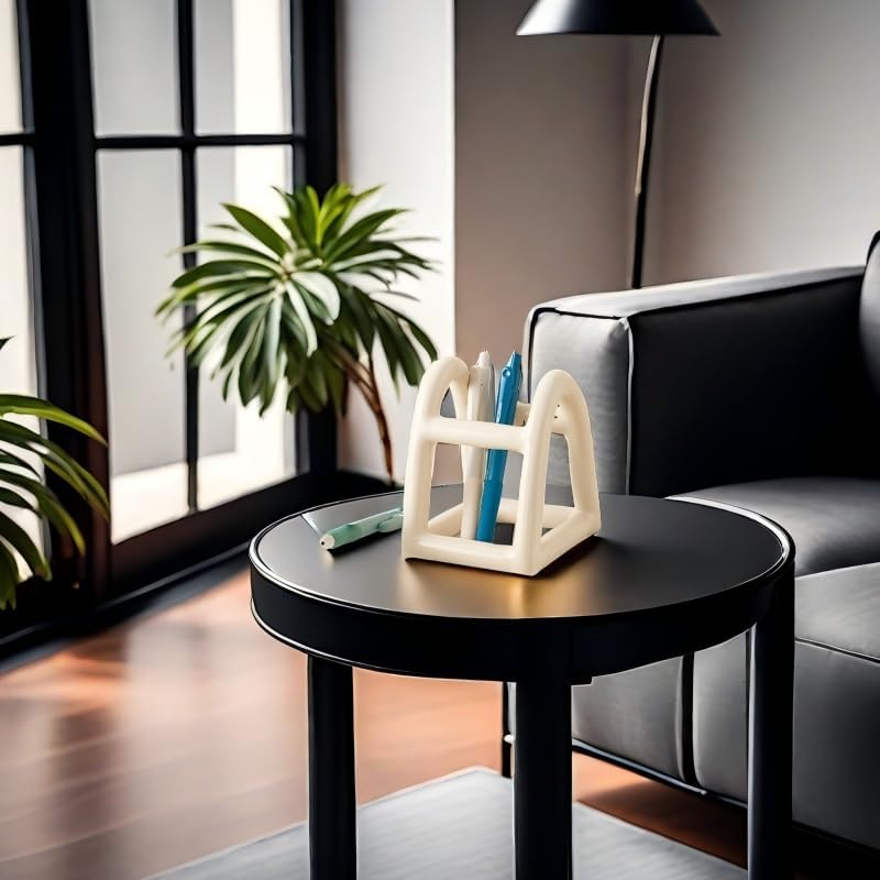 Handmade Ceramic Holder Stand for Toothbrushes, Makeup Brushes, and Pens - Minimalist Design for Bathroom Vanity and Countertops Decor (White)