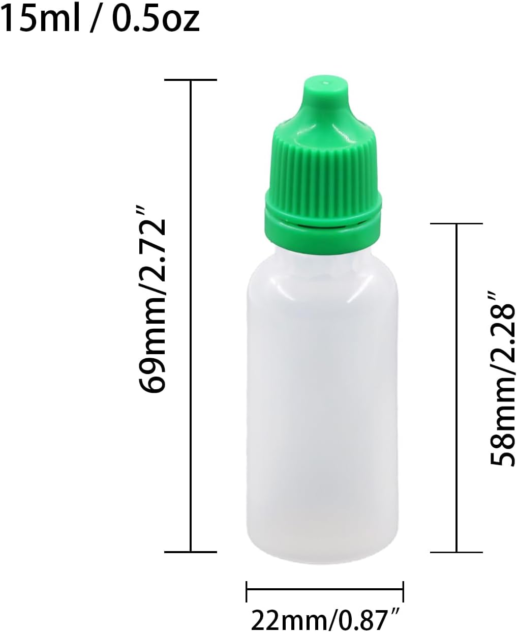 10 Pcs Dropper Bottles, 15ml/0.5 oz Empty Squeezable Small Mouth Dropper Bottle, Liquid Dropper Bottle with Green Cap