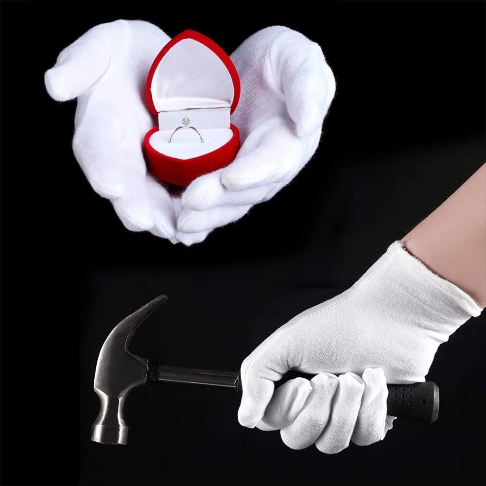 White Cotton Gloves, 12 Pairs of White Gloves are Suitable for Dry Hand Moisturizing Cosmetics, Hand Spa, Jewelry Coin Inspection, Inspection Gloves, and Service Gloves. Elastic Moisturizing Gloves