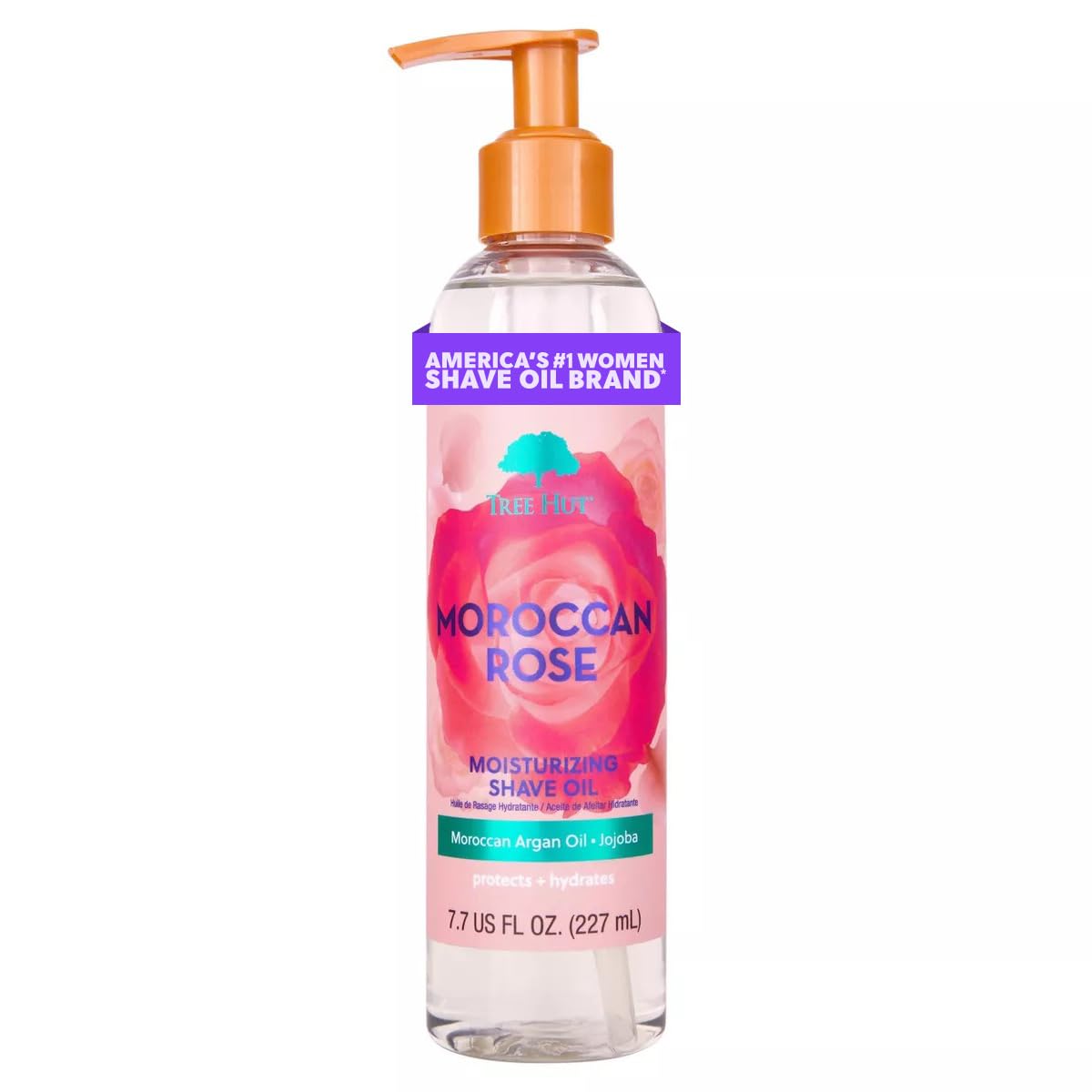 Tree Hut Moroccan Rose Moisturizing Shave Oil, Gel-to-Oil Formula, Ultra Hydrating Barrier for a Close, Smooth Shave, For All Skin Types, 7.7 fl oz