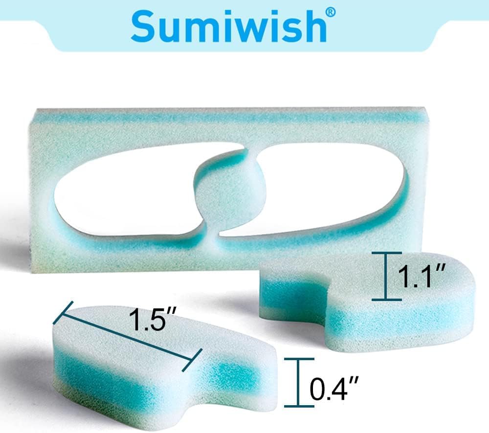 Sumiwish Foam Toe Separators, 20 Pack Breathable Toe Spacers, Reduce Friction and Relieve Corns Pain, Overlapping Toes Corrector - (Blue)