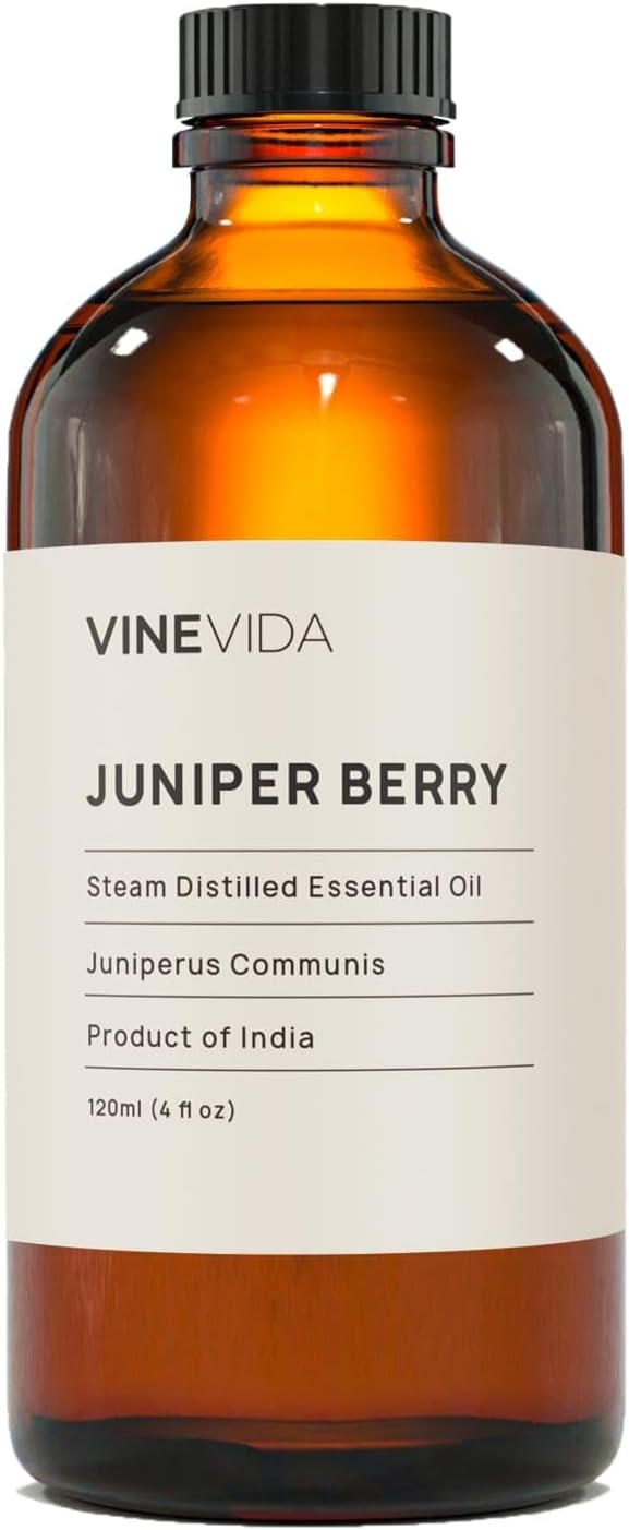 VINEVIDA Juniper Berry Essential Oil 4 oz - Undiluted Juniper Berry Oil 4 oz - Juniper Berry Candle Oil Scent - DIY Candle Scents for Candlemaking - Bulk Essential Oil for Soap Making Safe for Skin