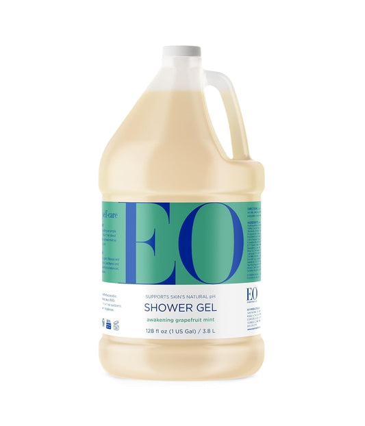 EO Shower Gel Body Wash Refill, 1 Gallon, Grapefruit and Mint, Organic Plant-Based Skin Conditioning Cleanser with Pure Essentials Oils, Pack of 1