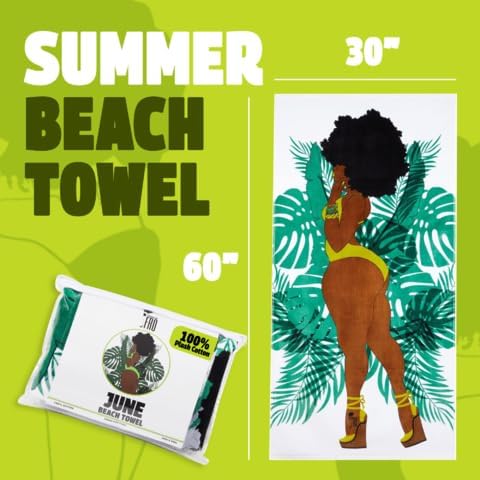 Pardon My Fro Beach Towel – 100% Cotton Oversized Quick-Dry Swim Towel, Sand-Free & Lightweight Travel Towel for Men & Women, Colorful 60x30in XL for Pool, Ocean & Outdoor Adventures - June White