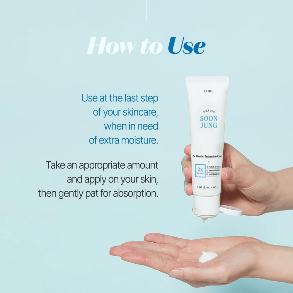 ETUDE SoonJung 2x Barrier Intensive Cream (Original), Hypoallergenic Shea Butter Hydrating Facial Cream for Sensitive Skin, Water-oil Balance & Panthenol, Korean Skin Care (5.07 Fl Oz)