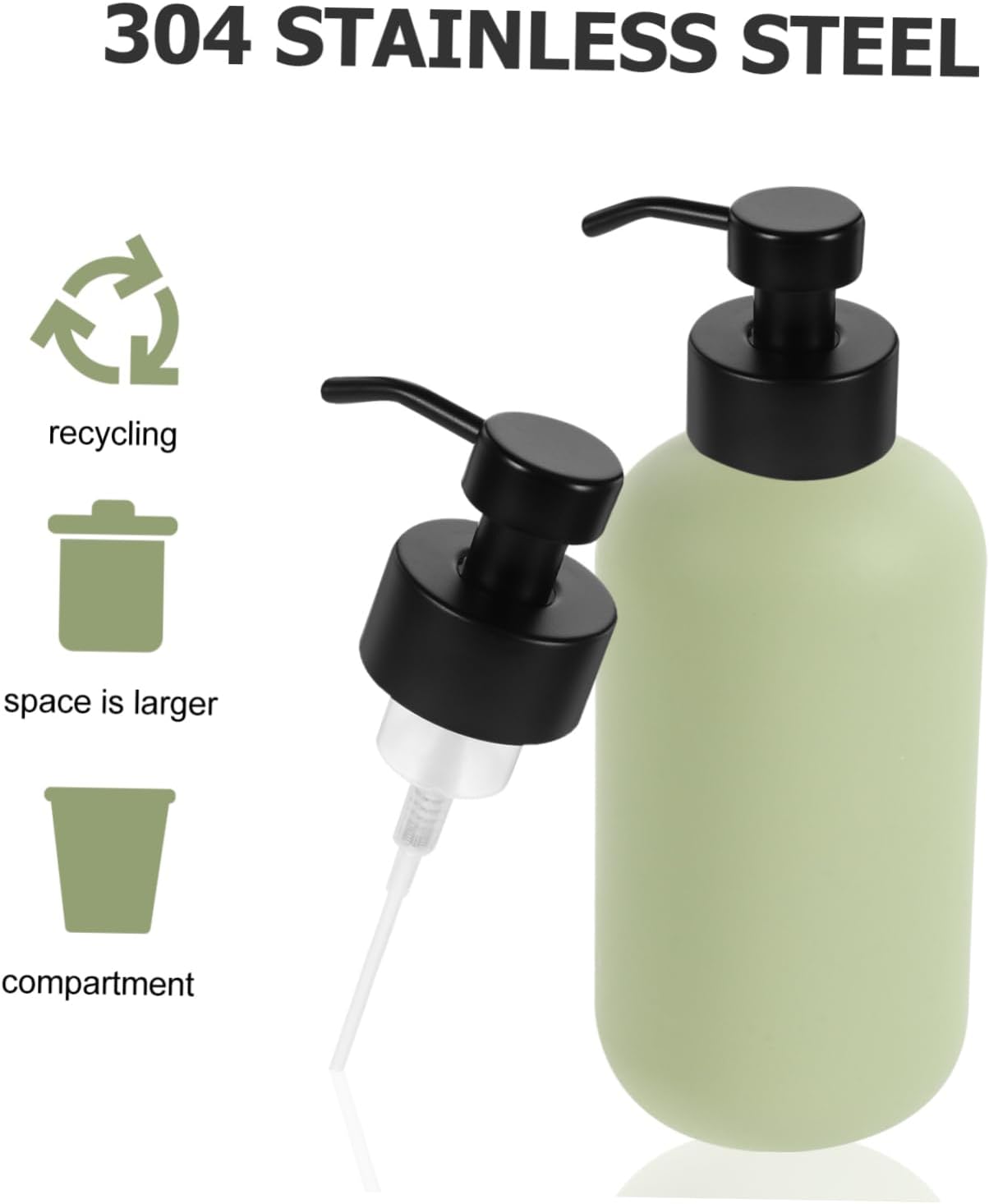2pcs Soap Dispenser Pump Replacement Threaded Foaming Shampoo Lotion Pump Head Stainless Steel for Bottles of Soap Shampoo and Conditioners