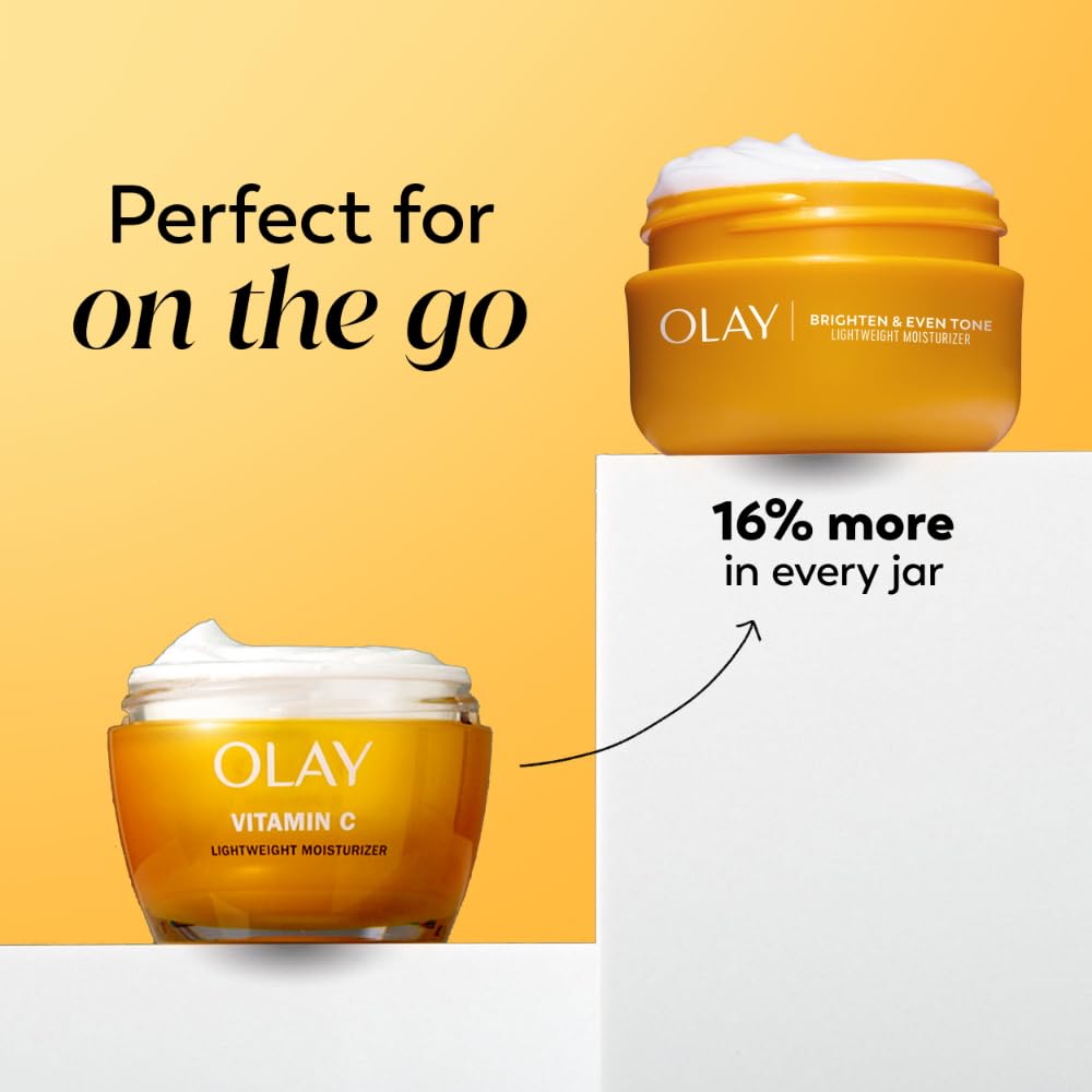 Olay Regenerist Vitamin C Face Moisturizer, Bright & Even Lightweight Cream for Women - Brightens, Hydrates, Evens Tone + Texture, Glowing Skin Care - Recyclable Sustainable Eco Jar, Non-Greasy, 2 Oz
