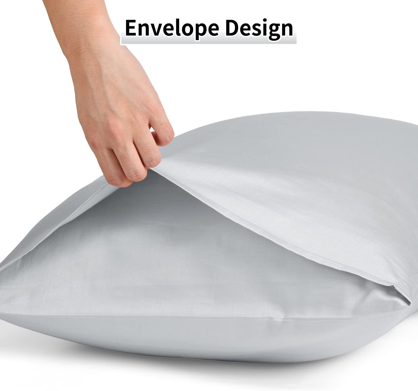 Warmstar Cotton Pillow Cases Standard Size Set of 2, 600 Thread Count Pillowcases 20x26 Inches, Soft Long Staple Cotton Pillowcases Breathable with Envelope Closure,Grey