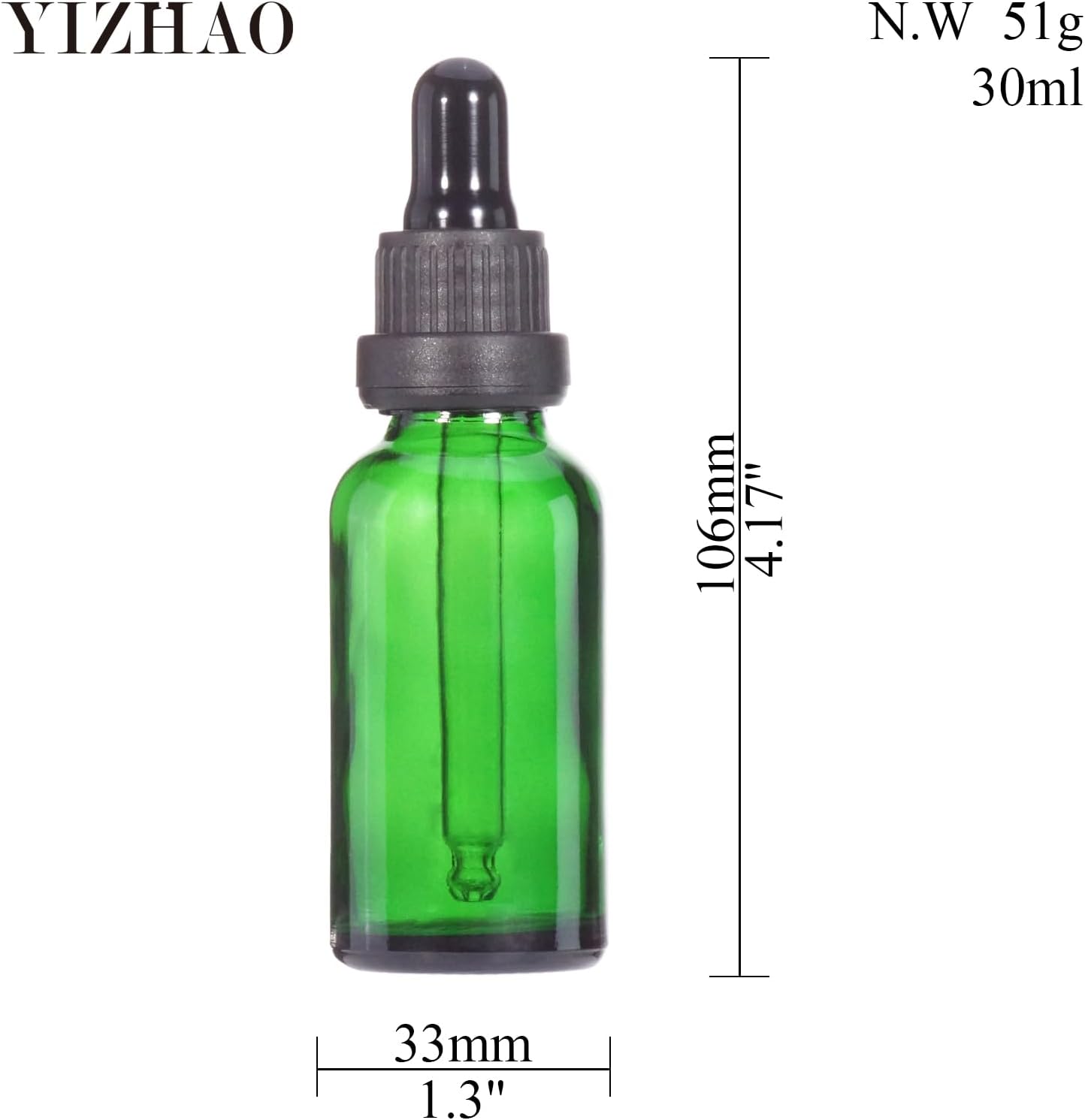 YIZHAO Green Glass Dropper Bottle 1oz, Tincture Bottles with Glass Dropper, for Essential Oils, Aromatherapy, Cosmetic, Laboratory, Pharmacy, Liquids, Travel –12 Pcs