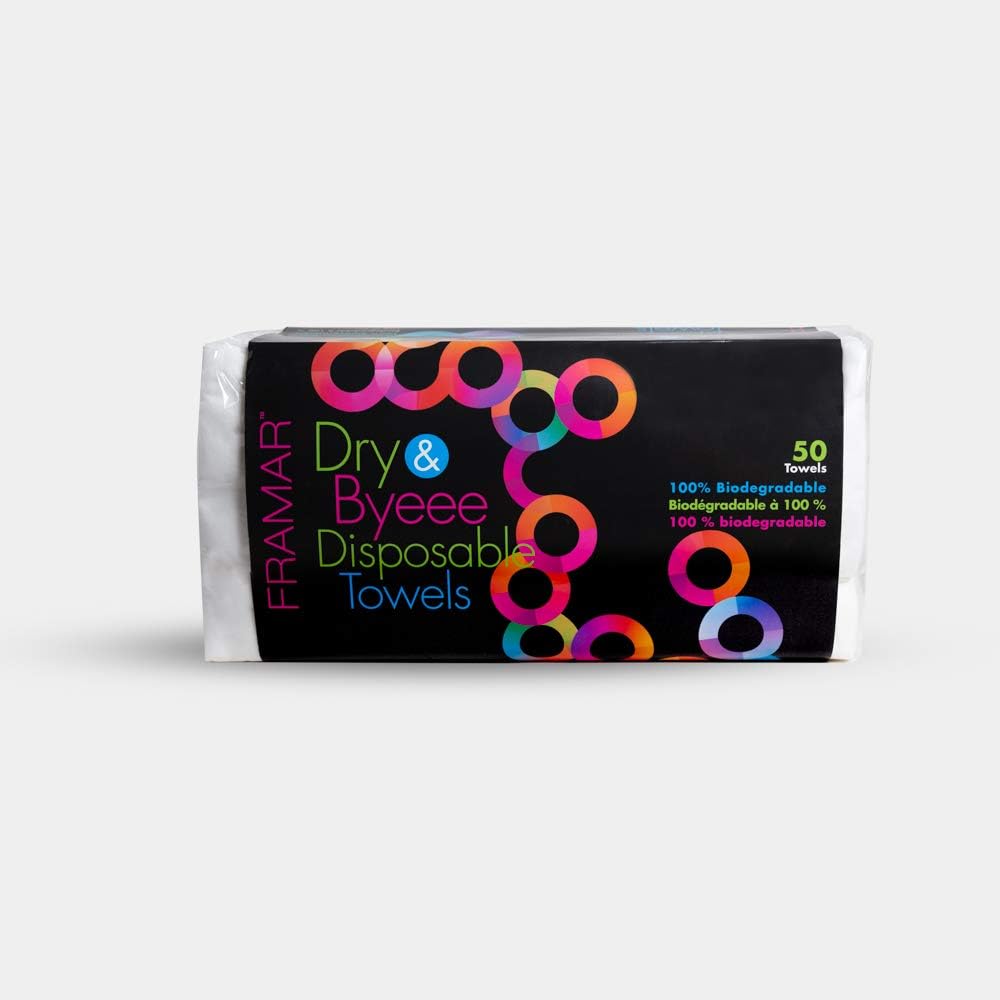 FRAMAR Biodegradable Salon Towels for Hair Stylist – Hair Towels for Women, Disposable Towel, Salon Towel, for Spa, Barber, Gym, Super Absorbent and Extra Soft – 50 Count