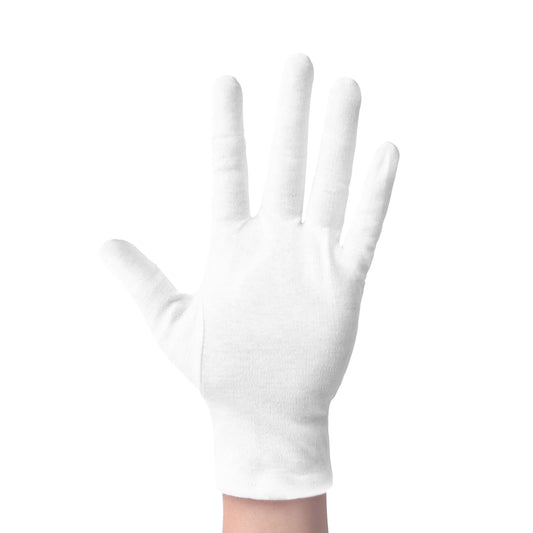 Cotton Gloves (2 Pairs), White, Moisturizing Night Gloves for Dry Hands, 100% Cotton, Size L