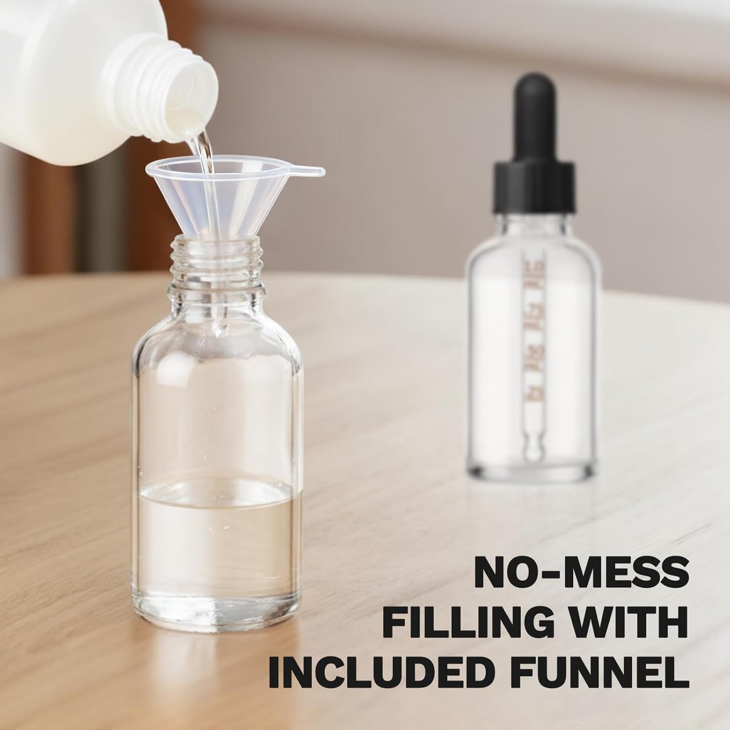 Bumobum Dropper Bottle, 1 oz Clear Glass Dropper Bottle with Measured Dropper, Empty Eye Tincture Bottles with Funnel & Labels for Essential Hair Oils Serums, 4 Pack