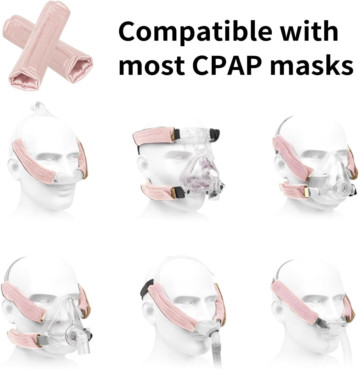 6 Pack Satin Strap Covers Breathable Strap Cushions Work for Most Headgear Straps Can Reduce The Tracks On The Face Made of Soft Fabric Face Pads
