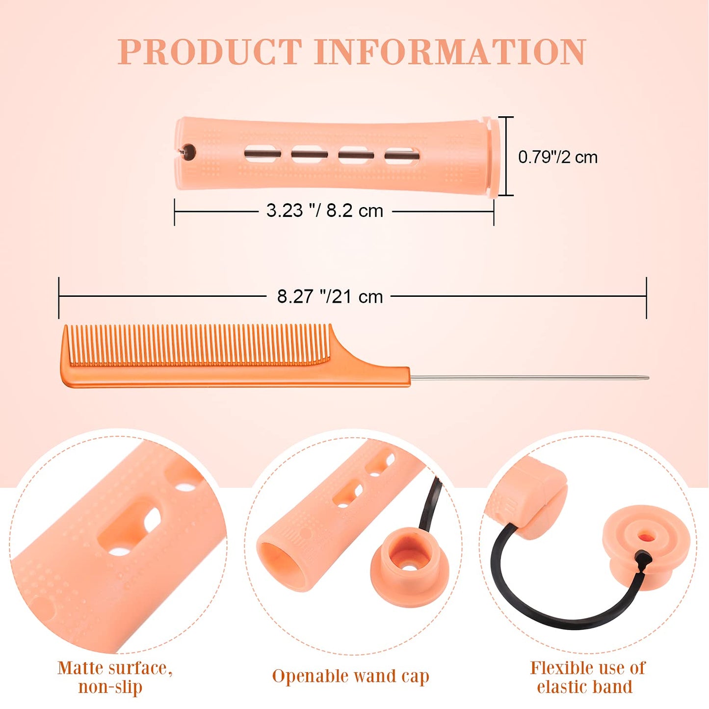 WILLBOND 36 Pieces Cold Wave Rod Hair Perm Rods Hair Rollers Perming Curlers with Steel Rat Tail Comb for Hairdressing Styling