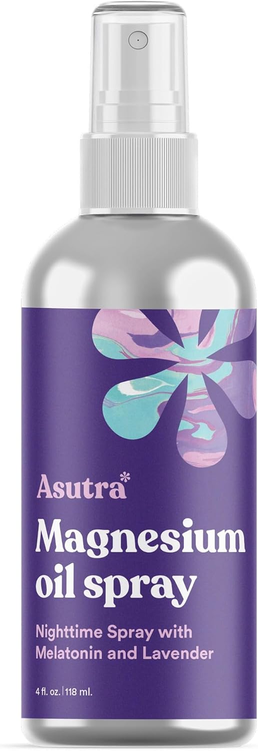 ASUTRA Topical Magnesium Chloride Oil Spray with Lavender and Melatonin, 4 fl oz