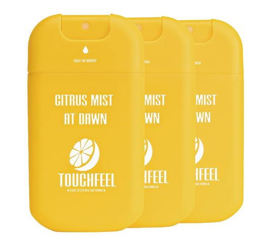 Spray Hand Sanitizer Travel Size Scented 3-Pack - Refillable Hydrating Hand Sanitizers Portable Design Travel Essentials (Citrus mist at dawn) 0.93Fl Oz Each