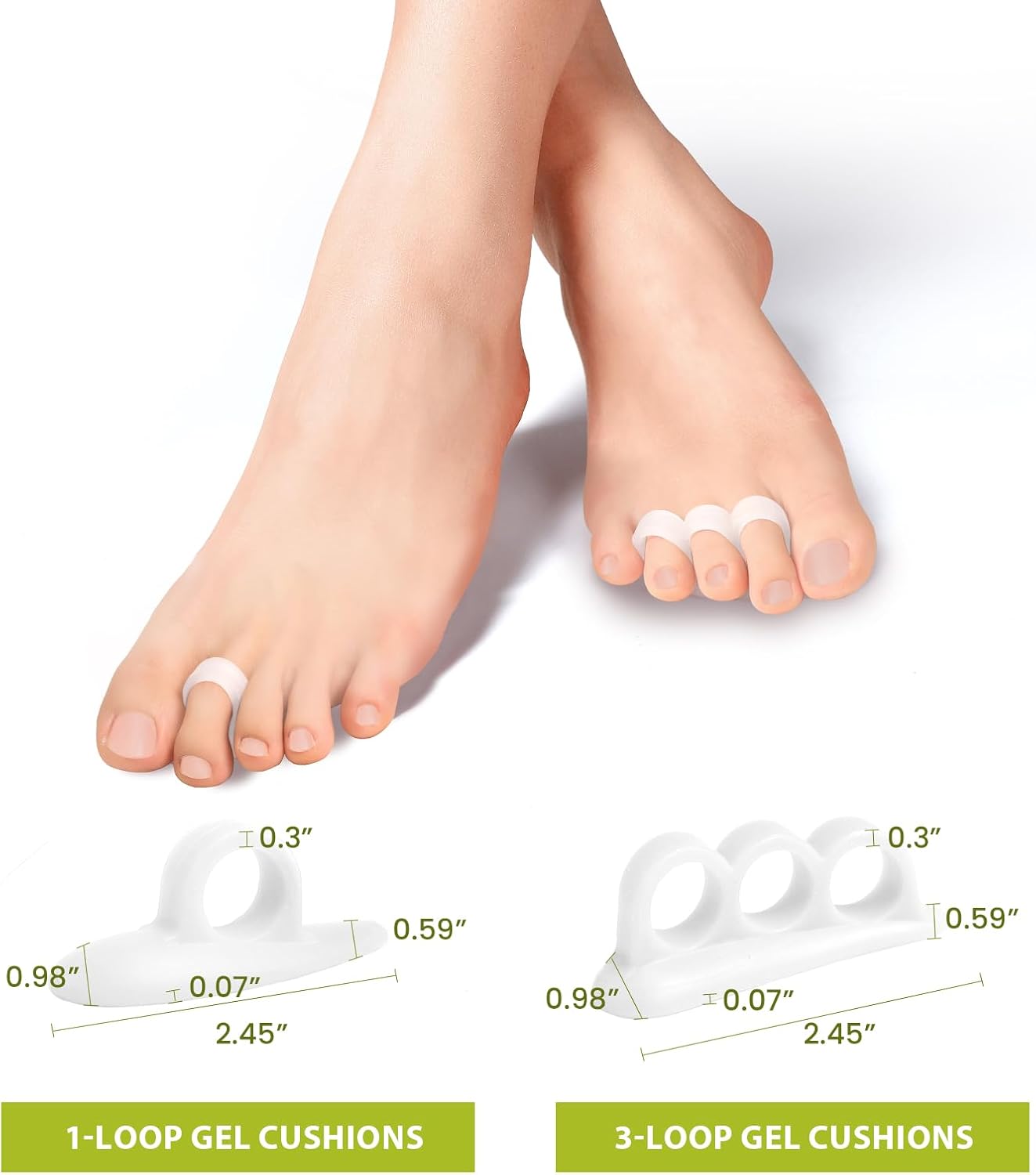 Bukihome Hammertoe Corrector Gel Toe Straighteners - 12 pcs Support Crest for Women & Men - Realign Bent, Crooked, Curled, Claw, Hammer Toes - White,Multi-Size