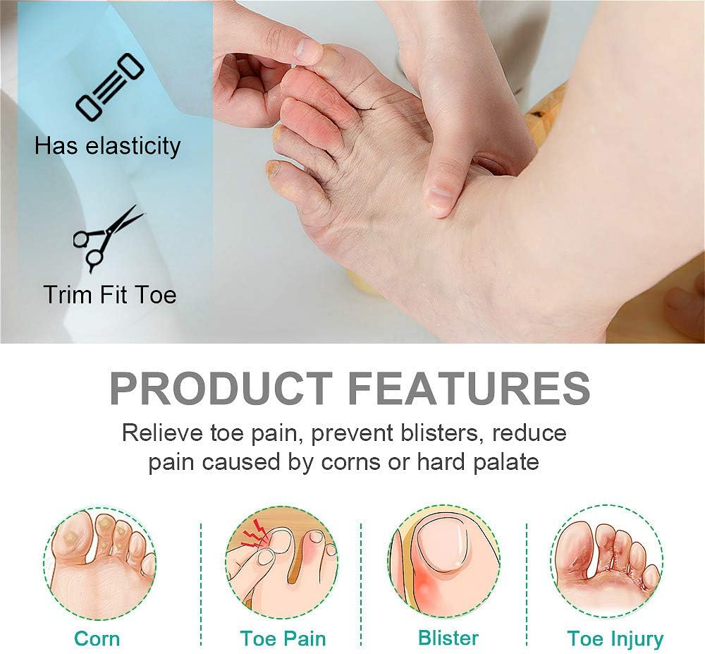 Povihome Toe Sleeves, Toe Protectors, 10 Pack Toe Tube Pads for Hammer Toe,Stubbed Toe,Corns, Calluses Protect