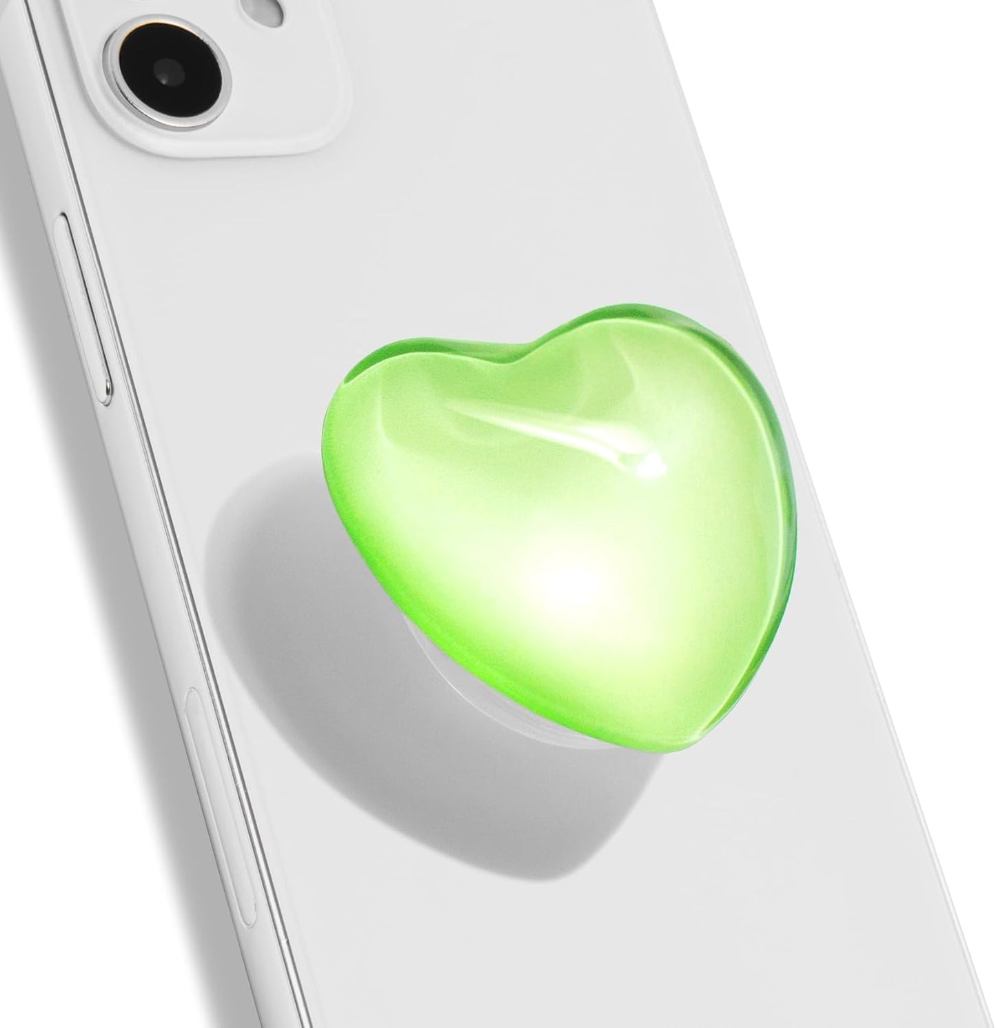 OnTheGrip Cute Glass Heart Design Collapsible Expandible Mobile Phone Grip Stand Holder for Smartphone Tablet Cell Phone Accessory (Green)