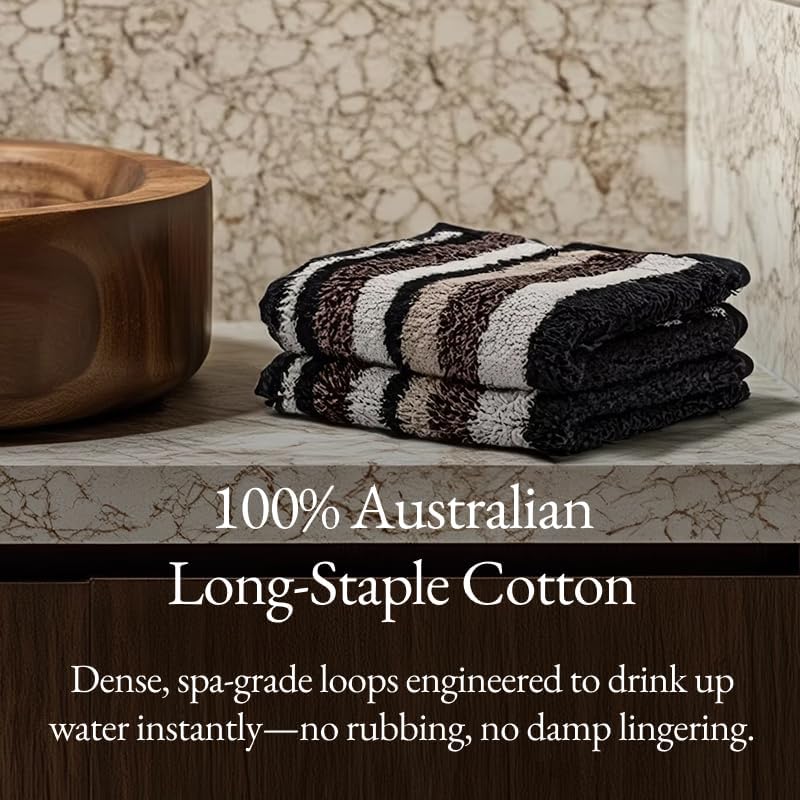 Italic Ultraplush 100% Australian Cotton Towels - Set of 2 Luxury Bath Towels, Quick Dry Plush and Absorbent, Heavy Duty Large Bath Towels, 800GSM for Bathroom & Spa (Stripe Multi-Color)