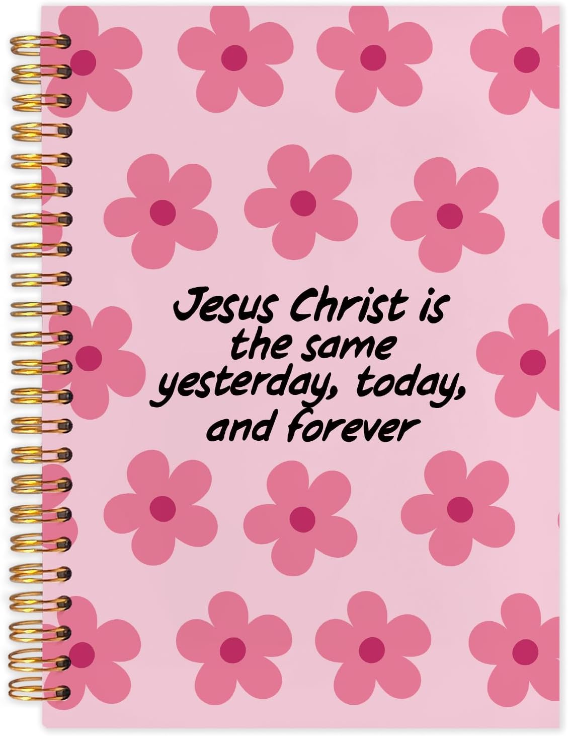 Pink Floral Christian Spiral Journal Notebook 5.5x8.3in, Jesus Journal for Women, Prayer Journals for Woman, Religious Notebooks for Note Taking, Hardcover Notebook
