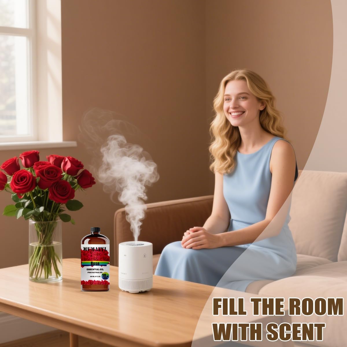 Rose Essential Oil, Rose Oil 16 Fl Oz 480ML for Diffuser Humidifier Yoga Cleaning DIY Candle Soap Making Essential Oils