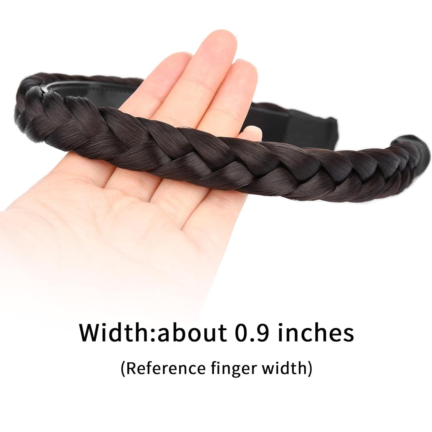 DIGUAN Width 0.9 inches Synthetic Hair Plaited Headband Braid With Teeth Hair Band Accessories for Women Girl (Chocolate)