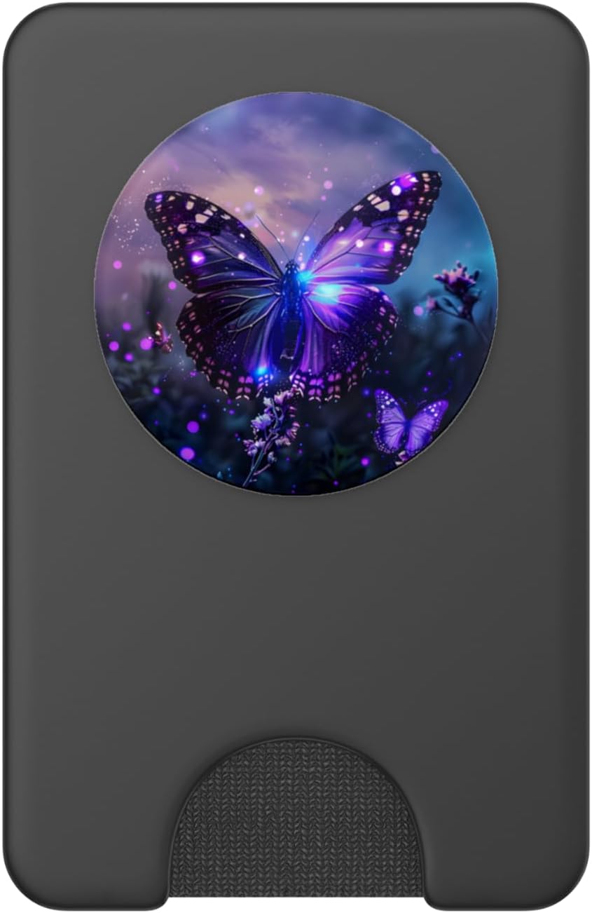 Purple Butterflies PopSockets PopWallet for MagSafe