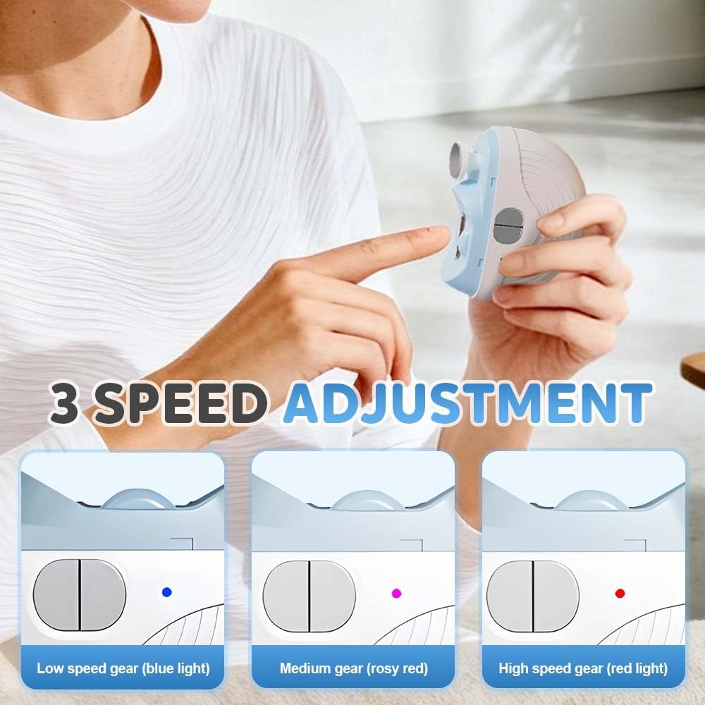 Electric Smart Nail Clippers for Adults Seniors, 3 Speeds Strong Power Automatic Nails Trimmer with Polisher, Light, Clip Storage, Rechargeable Toenail Clippers for Thick Toenails