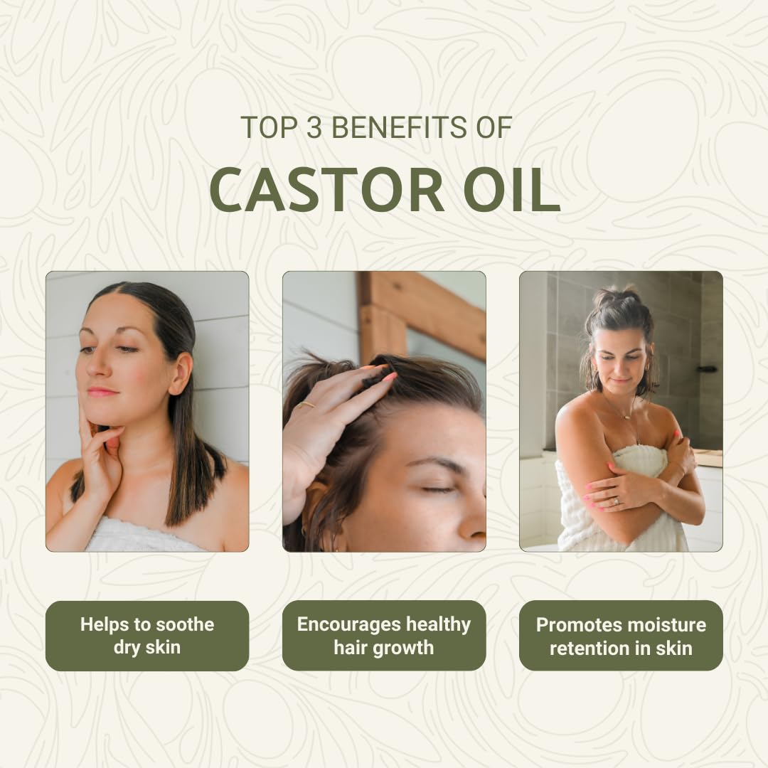 Organic Castor Oil Direct From India - Cold Pressed Castor Oil For Face - Hexane Free (16 oz)