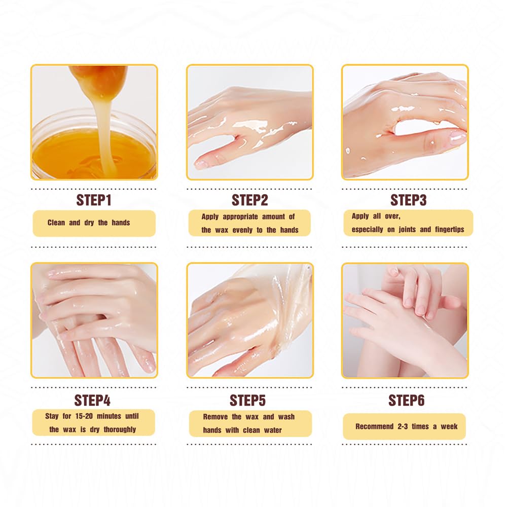 2PCS/Set Honey Milk Hand Wax Mask Moisturizing Paraffin Peel Off Wax Hydrating Nourishing Repair Skin Film Cream Exfoliating Calluses For Cracked,Dry,Aging Hands